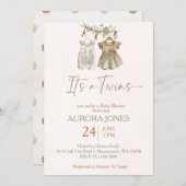 双子のボホ服子供部屋の赤ちゃんシャワー 招待状 (正面/裏面)