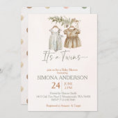 双子のボホ服子供部屋の赤ちゃんシャワー 招待状 (正面/裏面)