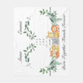 双子のマイルストー男女兼用ンベビー動物 フリースブランケット (正面)