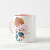 双子のマグカップを持つ漫画の母親 ツートーンマグカップ (正面左)