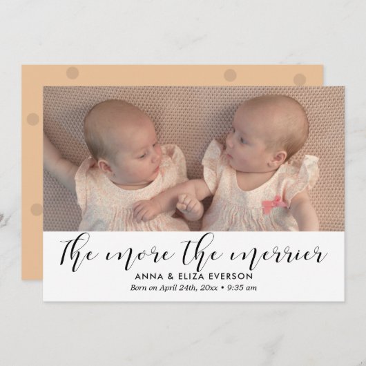 双子のメリー誕生の写真が多い 案内状 (正面/裏面)