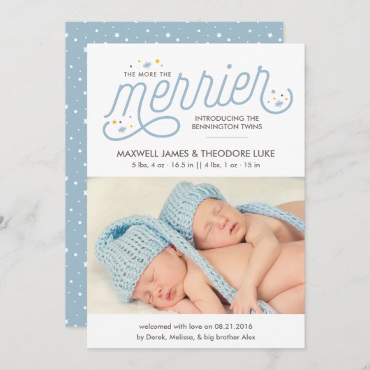 双子のメリー誕生発表の写真をもっと見る 案内状 (正面/裏面)