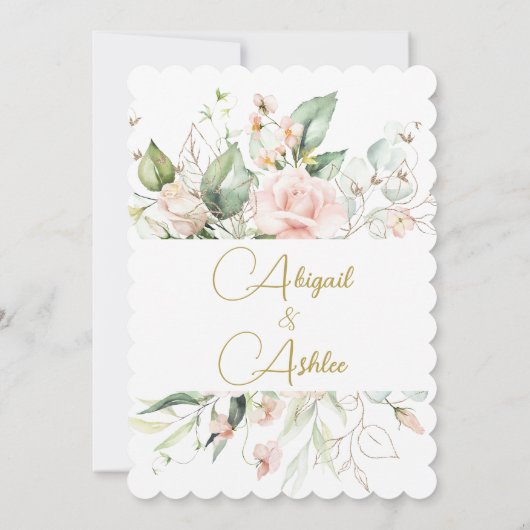 双子のユダヤ教の女の子の赤ちゃんの名前付け 水彩花イラスト 招待状 (裏面)