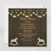 双子のロッキングウマズニュートラルクリスマスベビーシャワー 招待状 (裏面)