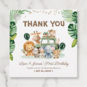 双子のワイルドワン 1歳の誕生日 サファリ動物 フェイバータグ (正面)