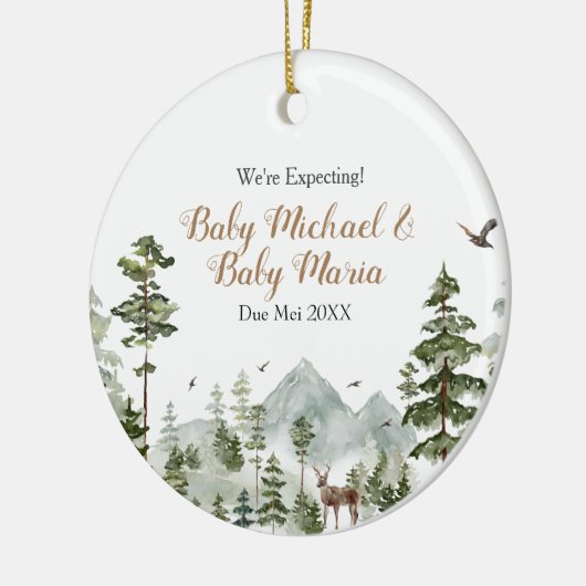 双子の両親に松の木を期待 セラミックオーナメント (左)