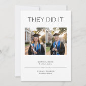 双子の偉業 | 2025年卒業パーティーの写真 招待状 (正面)