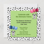 双子の兄弟1st誕生日パーティーと緑 招待状 (裏面)