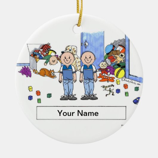 双子の兄弟 セラミックオーナメント (正面)