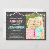 双子の共同誕生日パーティーの招待ツインズデュアル 招待状 (正面)