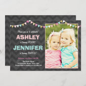 双子の共同誕生日パーティーの招待ツインズデュアル 招待状 (正面/裏面)