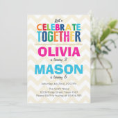 双子の共同誕生日パーティーの招待 招待状 (スタンド正面)