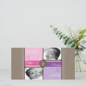 双子の写真誕生のお知らせ::大切な4L 案内状 (スタンド正面)