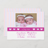 双子の写真誕生のお知らせ 案内ポストカード (正面/裏面)