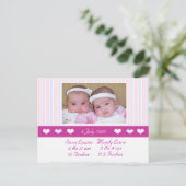 双子の写真誕生のお知らせ 案内ポストカード (スタンド正面)