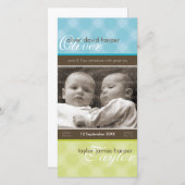 双子の写真誕生のお知らせ::調和3P 案内状 (正面/裏面)