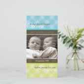 双子の写真誕生のお知らせ::調和3P 案内状 (スタンド正面)