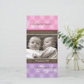 双子の写真誕生のお知らせ：:調和4P 案内状 (スタンド正面)