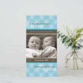 双子の写真誕生のお知らせ：:調和5P 案内状 (スタンド正面)