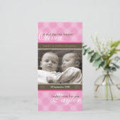 双子の写真誕生のお知らせ：:調和6P 案内状 (スタンド正面)