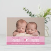 双子の出産報告/感謝カード 案内状 (スタンド正面)