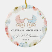 双子の初めてのクリスマス男の子と女の子のセラミックの装飾 セラミックオーナメント (正面)