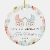 双子の初めてのクリスマス男の子と女の子のセラミックの装飾 セラミックオーナメント (裏面)