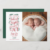 双子の初めてのクリスマス誕生発表ホリデー シーズンカード (正面/裏面)