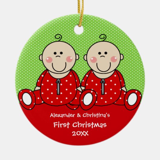 双子の初クリスマス オーナメント 男の子 女の子 (正面)