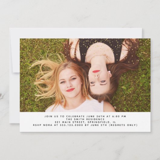 双子の卒業写真 招待状 (裏面)