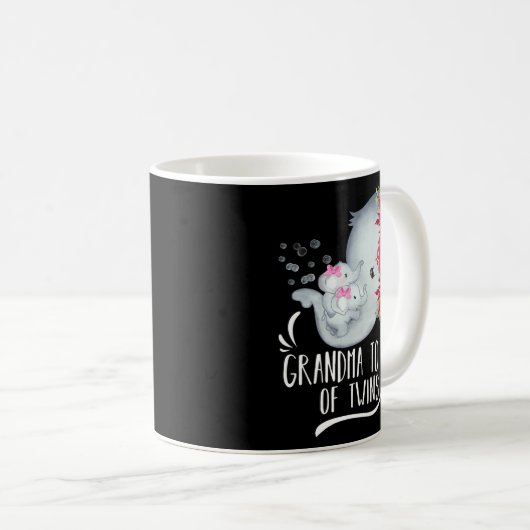 双子の双子の双子の赤ちゃん女の子の象のおばあちゃん コーヒーマグカップ (正面右)