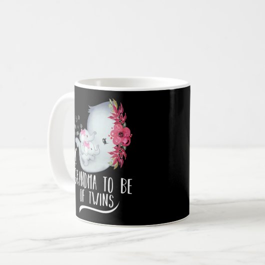 双子の双子の双子の赤ちゃん女の子の象のおばあちゃん コーヒーマグカップ (正面左)