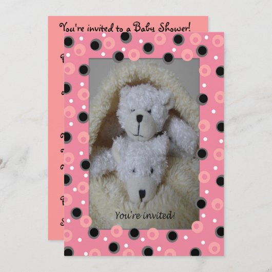 双子の女の子がベビーシャワーの招待を受ける 招待状 (正面/裏面)