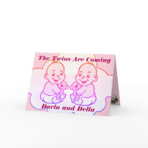 双子の女の子が来ベビーシャワーカードに