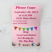 双子の女の子が来ベビーシャワーカードに 招待状 (内部)