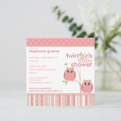 双子の女の子が生まれるよ ピンクのベイビーシャワー 招待状 (スタンド正面)