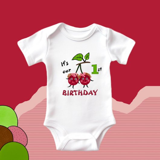 双子の女の子さくら ベビーボディスーツ