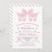 双子の女の子だ！ツインズベビーシャワー招待状 招待状 (正面/裏面)