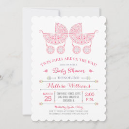 双子の女の子だ！ツインズベビーシャワー招待状 招待状