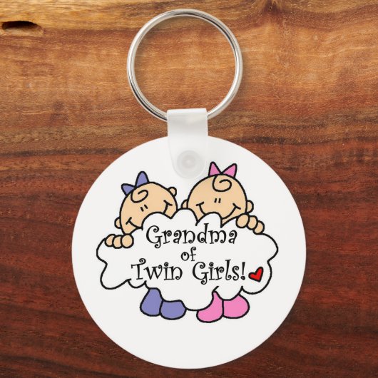 双子の女の子のおばあちゃん キーホルダー (正面)