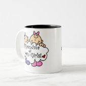 双子の女の子のおばあちゃん ツートーンマグカップ (正面左)