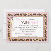 双子の女の子のチュチュ チーター柄 ベビーシャワー 招待状 (裏面)