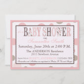 双子の女の子のピンクのタウペドットのベビーシャワー 招待状 (裏面)