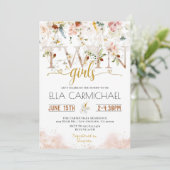 双子の女の子のベビーシャワー招待状 ガーデン 招待状 (スタンド正面)