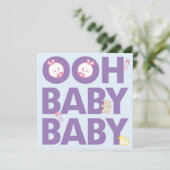 双子の女の子のベビーシャワー 招待状 (スタンド正面)