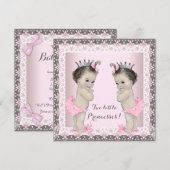 双子の女の子のベビーシャワー 招待状 (正面/裏面)