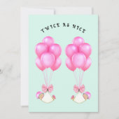 双子の女の子のベビーシャワー 招待状 (正面)