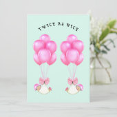 双子の女の子のベビーシャワー 招待状 (スタンド正面)