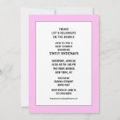 双子の女の子のベビーシャワー 招待状 (裏面)