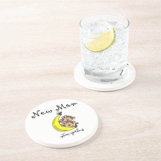 双子の女の子の新しいママのプレゼント コースター (側面)